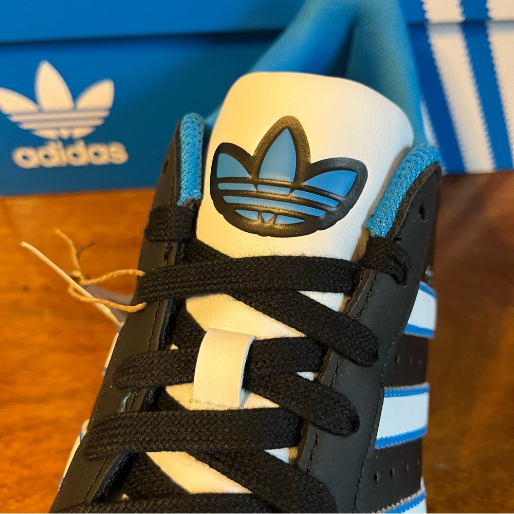 ADIDAS Originals Black, White, Bright Blue Superstar Shoes - Picture 6 of 11